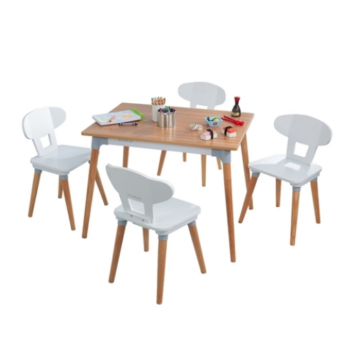 Kindertafel-met-vier-stoelen-Mid-Century-Kid-naturel-wit-Kidkraft (26196)